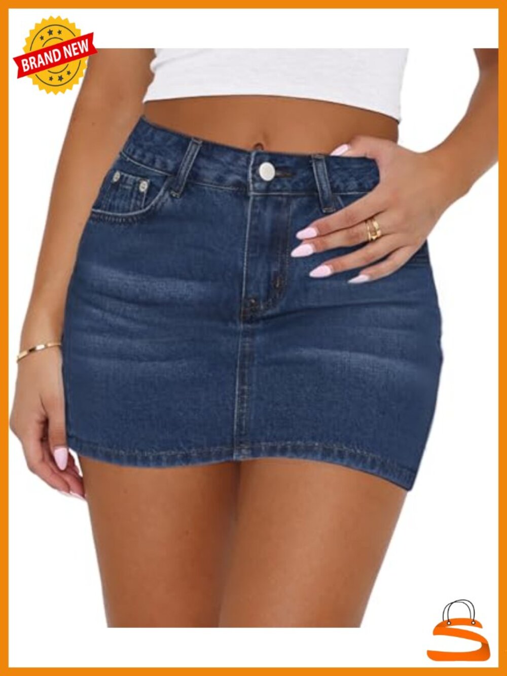Denim Mini Skirt Stretchy Low Waisted Y2K Cute Micro Skirts with Pockets